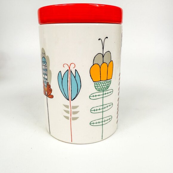 Julia Rothman Ceramic Modernist Flowers Canister Jar - Picture 4 of 10